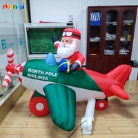 Hélicoptère de Noël gonflable éclairé avec Père Noël gonflable sur avion Décoration de fête de Noël parfaite