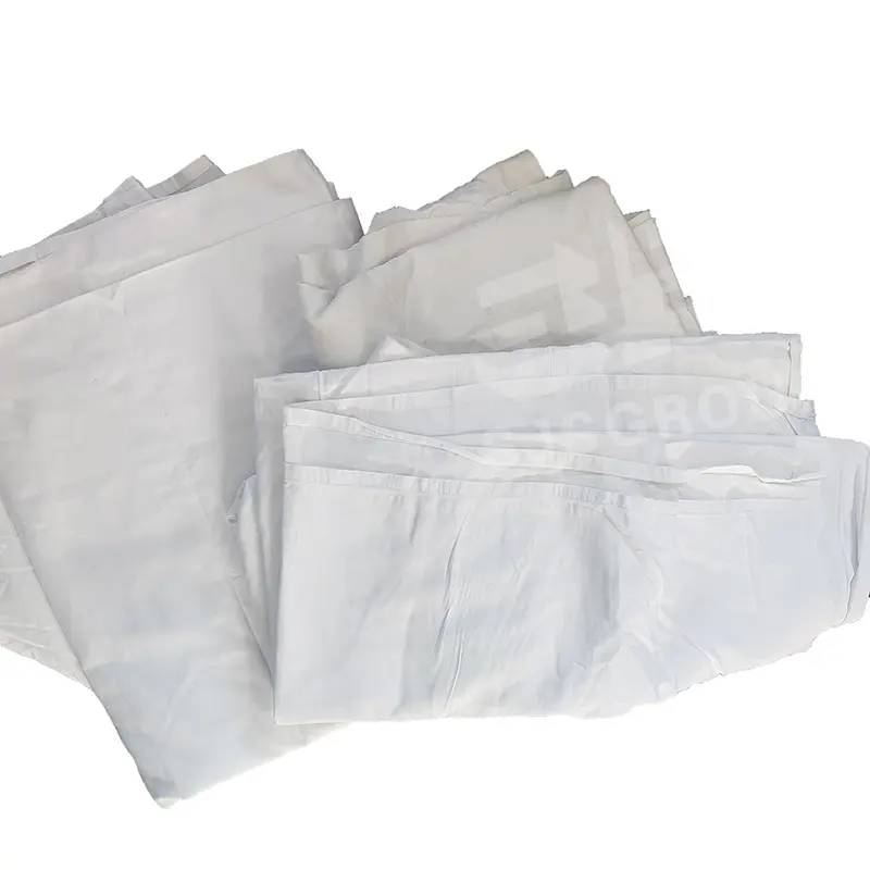 Piezas de corte de tela de alta absorción Paño de limpieza blanco Balas de basura textil trapos 100% Sábana usada de algodón en fardos