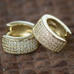 Orecchini a Cerchio Opachi con Quattro File di Zirconi per Uomo, Stile Street, Gioielli alla Moda - Product Image 1