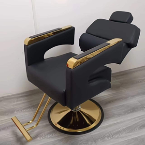 Chaise de barbier en acier inoxydable - Chaise de coiffure contemporaine pour salon - Product Image 5