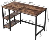Bureau de jeu et d'ordinateur en métal et MDF pour la maison, le studio ou la chambre, avec 2 niveaux de rangement