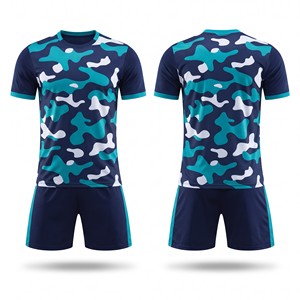 Set di Maglie da <span class=keywords><strong>Calcio</strong></span> in Poliestere 100% Blu Navy con Sublimazione, Logo Personalizzato, Motivo Mimetico, Uniforme da <span class=keywords><strong>Calcio</strong></span> Traspirante, Produzione OEM - Product Image 1