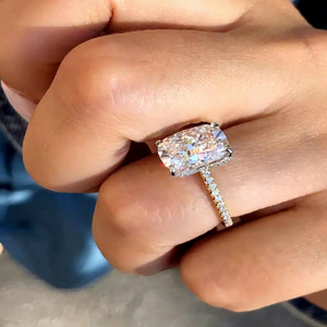 Luxury Radiant Cut Lab Grown Diamond Engagement Wedding Ring IGI Certified 14K Gold Rhodium Plated Custom Bridal Women Fine - Product Image 1