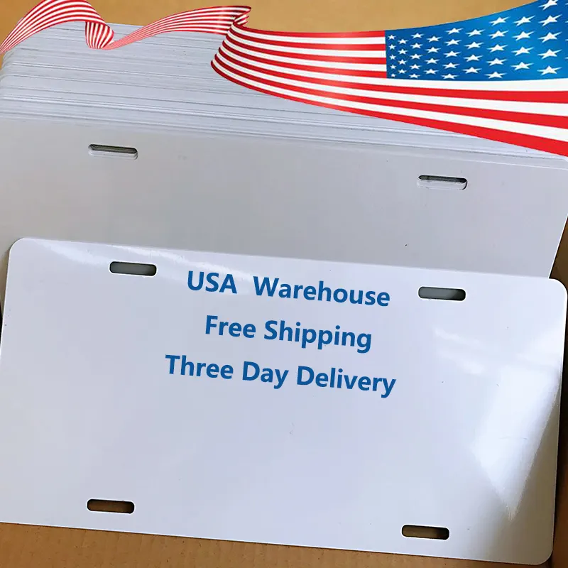 USA Warehouse Free Shipping 6''*12'' Aluminum Sublimation License Plate Blank Car Number Plate Support Customize Size And Shape