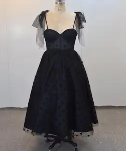Evening dress Classical Black Bow Strap Bridal Dress Sweetheart Backless Backless Short Skirt
