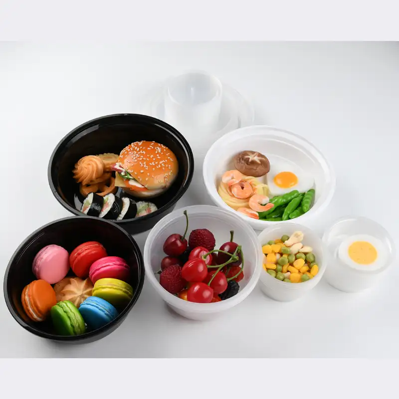 Wadah Persiapan Makanan Plastik Hitam Ramah Lingkungan, Bawa Keluar Kotak Makan Siang Bento Plastik, Wadah Makanan Sekali Pakai Pp