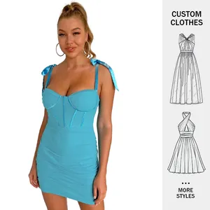 Summer Sling Prom Dresses Hot Fashion Luxury Elegant Sleeveless Pleat Short Women Gown Party Blue Evening Dress Vestido Mujer