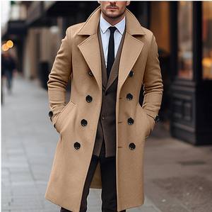 Cappotto Lungo da <span class=keywords><strong>Uomo</strong></span> a <span class=keywords><strong>Doppiopetto</strong></span> Tinta Unita Autunno e Inverno Casual e alla Moda - Product Image 5