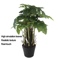 Senmasine-Fausse Plante Artificielle en Pot de 60cm à 21 Tête, Feuilles de Pastèque, Petite Plante Verte en Pot Noir, Décor de Jardin, Maison, Bureau