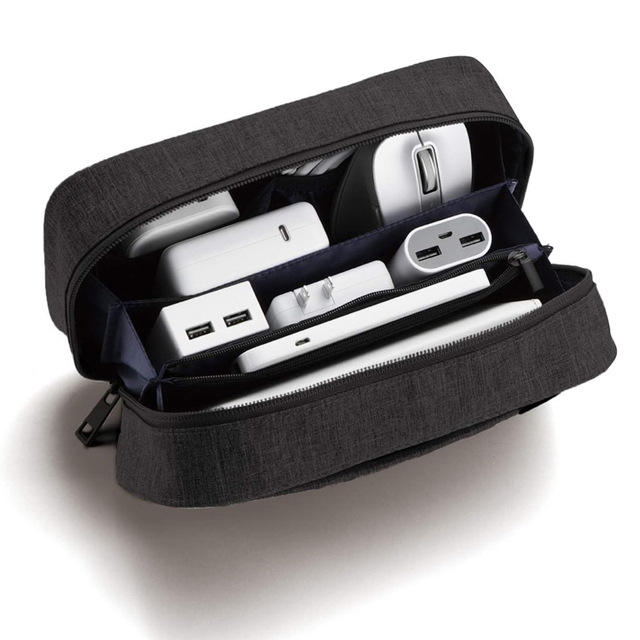Travel Large Capacity Black Tech Kit Gadget Organizer Case Laptop Charger Cables Electronic Accessories Pouch for Power Adapters