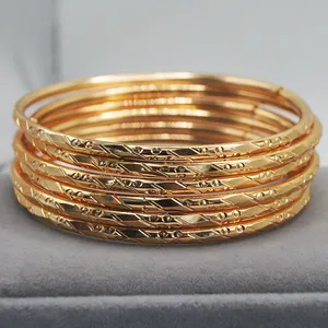 Cambodia Fashion Custom Thin 18K Gold plated Opening Bangle for Women Children Bangle Bracelet Jewelry