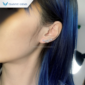 Tianyu S925 9K 10K 14K 18K oro joyería de lujo DEF VVS redondo princesa corte laboratorio crecer diamante HPHT Stud pendientes - Product Image 4