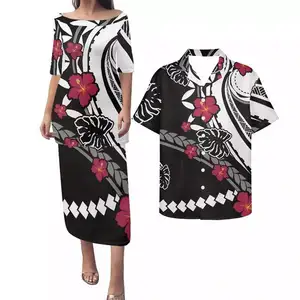 นักออกแบบล่าสุดโพลินีเซียชบาชนเผ่าพิมพ์เสื้อผ้าผู้หญิงขนาดบวกชุดลำลองจับคู่เสื้อชุดคู่ชาย