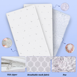 <span class=keywords><strong>Matelas</strong></span> pour bébé en POE respirant et lavable, sans formaldéhyde, sans colle, avec housse amovible, effet rafraîchissant - Product Image 4