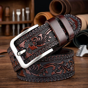 Cinturón Formal para Hombre con Hebilla Cuadrada de Cuero Vacuno, Grabado Personalizado, Diseño Exclusivo, Resistente al Agua, Ecológico, de Acero, Ideal para Regalo - Product Image 1