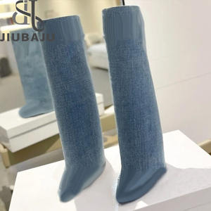 Nuovi Stivali da Donna alla Moda al Ginocchio con Suola Spessa, Tacco a <span class=keywords><strong>Zeppa</strong></span>, Invernali, Pelosi, con Tacco Alto - Product Image 3