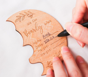 Cartes de développement mensuel en bois 3D interchangeables pour bébé nouveau-né, en forme d'ours en peluche, pour annonce de naissance et baby shower - Product Image 4