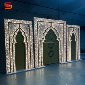 SMOOTH Warm Light Carved Hollow White <b>Flower</b> Acrylic Arch <b>Wall</b> Pvc Backdrop Acrylic <b>Panel</b> Stand Display - Product Image 2