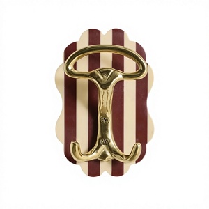 Retro Striped Wall <b>Hook</b> Double Brass Hanger Metal Decorative <b>Coat</b> <b>Rack</b> for Clothing - Product Image 1