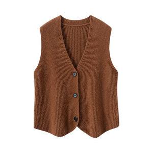 Cárdigan sin mangas de punto de Cachemira de gama alta para otoño e invierno con cuello en V para <span class=keywords><strong>mujer</strong></span> - Product Image 6