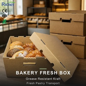 Scatola in Cartone Kraft Cerato Resistente al Grasso per Consegna di Panetteria e <span class=keywords><strong>Pasticceria</strong></span>, Scatola Ondulata per Imballaggio Alimentare con Barriera Contro l'Umidità - Product Image 1