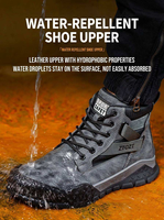 Chaussures de sécurité montantes pour hommes, anti-choc, avec embout en acier et anti-perforation, en cuir microfibre, pour le travail et la construction