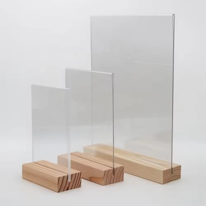 מתלה פרסום לשולחן אקריליק בסיס עץ שולחן אקריליק מחזיק תפריט מסגרת תמונה אקריליק מעמד תצוגה - Product Image 2