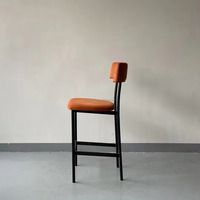 Tabouret de bar de luxe en velours rembourré, chaise haute de comptoir, acier inoxydable, bar de cuisine pour la maison, meubles d'hôtel