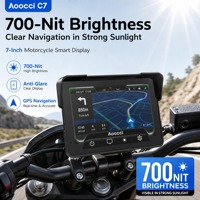 Navigateur GPS pour moto Aoocci avec CarPlay, Android Auto, WiFi, écran tactile intelligent, caméra embarquée