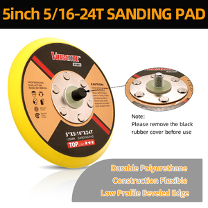 แผ่นรองขัดแบบ Hook and Loop ขนาด 5 นิ้ว 125 มม. เกลียว 5/16-24T สำหรับเครื่องขัด ใช้กับเครื่องมือขัดเงาไม้ โลหะ เฟอร์นิเจอร์ - Product Image 2