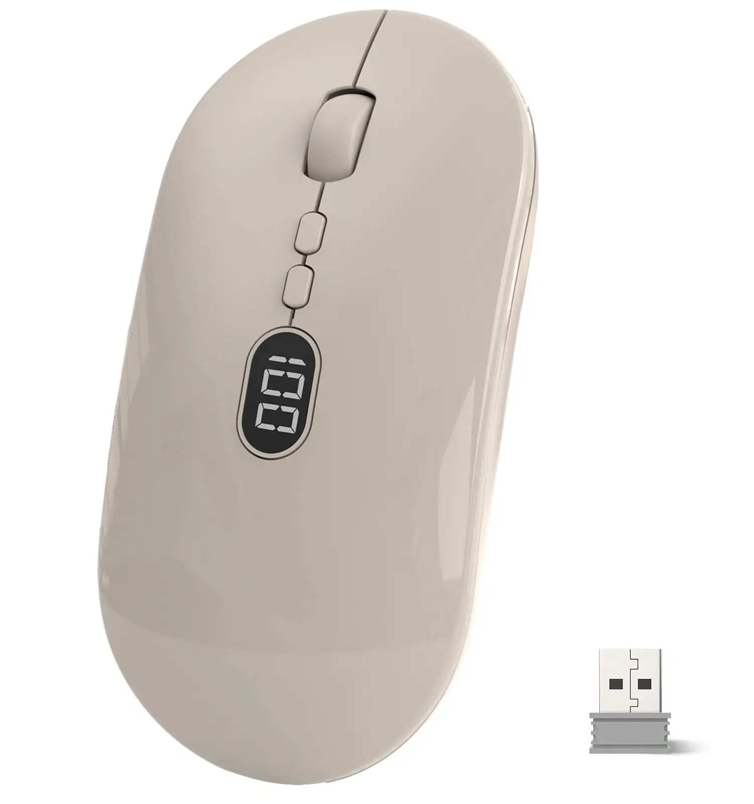 Kozh nuovo mouse wireless ricaricabile senza fili silenzioso Click 2.4 BT dual mode con schermo di visualizzazione della batteria per MAC/WIN