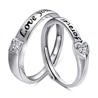 Bagues de fiançailles et de mariage romantiques personnalisables en argent sterling plaqué rhodium avec zircone cubique taille cœur sertie clos, CMA Party