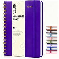 Carnet à spirales en cuir A5, pages numérotées, ligné, couverture rigide, cadeau idéal