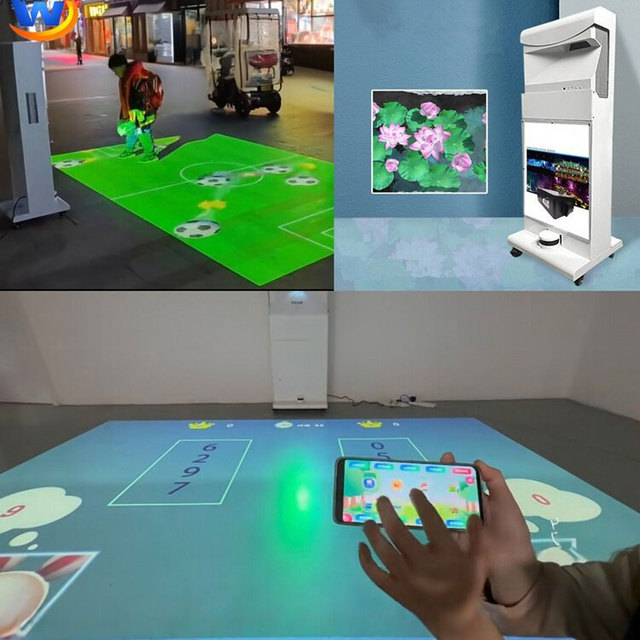 Portable Mobile Interactive Floor Projection All-in-One Machine with Lockable Wheels Plug Play Ground Projector for Event Rental