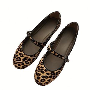 Spring Leopard Print Mary Jane Loafers Women Ballet Style Super <b>Soft</b> Sole One Buckle Comfort Flat Bean <b>Shoes</b> - Product Image 2
