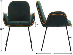 Velvet Dining <strong>Chairs</strong>, Fabric Upholstered <strong>Accent</strong> <strong>Chairs</strong> for Living Room, Set of 2, Dark <strong>Green</strong> - Product Image 4