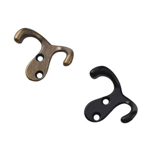 Crochets muraux doubles en fonte, bronze antique, chrome noir, pour portes et murs - Product Image 4