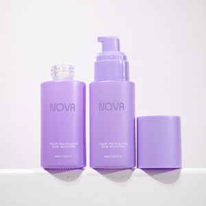 Macaroon pastel Tím Frosted <span class=keywords><strong>Glass</strong></span> huyết thanh bơm chai 20ml 30ml 40ml 50ml mặt rỗng Kem Lotion chăm sóc da bao bì - Product Image 2