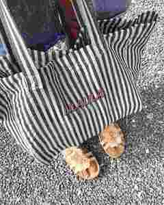 New Fashion <b>Large</b> Capacity Ladies Canvas Beach Handbag Striped Zipper Economical PC Cotton Custom Logo Daily Bag Shopping Bags - Product Image 3