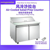 Table de travail électrique en acier inoxydable à refroidissement par air, congélateur vitrine à double porte, dégivrage automatique, écoénergétique A++, cuisine