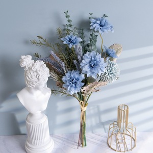 CallaFloral Ramo de Dalias Artificiales Azules de Plástico y Tela Tejida para Decoración de Bodas y Hogar CF01356 - Product Image 2