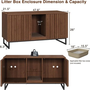 Modern Wooden Walnut Fluted Hidden Cat <strong>Litter</strong> <strong>Box</strong> <strong>Furniture</strong> for 2 Cats-Eco-Friendly Durable Scratch-Resistant - Product Image 4