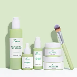 Natural Vegan Private Label Skin Care Set For Acne Deep Cleansing Moisturizer Green Tea Tree Acne Treatment Skin Care Set