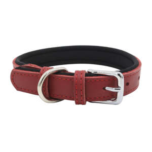 Collar de Perro de Cuero Auténtico de Lujo Mejorado con Forro de Neopreno, Nuevo Diseño Sólido y Ribete de Piel - Product Image 3