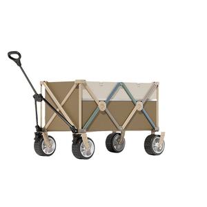 Wow Foldable Camping <b>Trolley</b> Tan <b>Metal</b> 300 Jin Capacity Outdoor Portable Cart <b>With</b> Firm <b>Wheels</b> Durable Design - Product Image 1