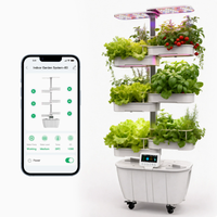 Système hydroponique intelligent à LED pour intérieur à 6 couches, directement de l'usine, utilisant l'IoT avec un design écologique, 24L d'eau, contrôle tactile via application