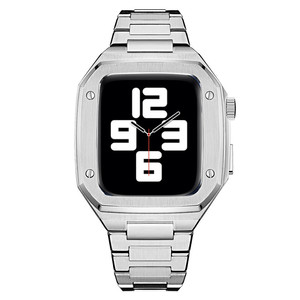 Modifica tre perline in acciaio inossidabile Set di <span class=keywords><strong>cinturini</strong></span> per <span class=keywords><strong>Apple</strong></span> <span class=keywords><strong>Watch</strong></span> serie 7 <span class=keywords><strong>6</strong></span> SE 5 4 3 cinturino in metallo per IWatch 41mm 45mm 42mm - Product Image 2