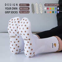 Chaussettes de yoga antidérapantes personnalisées à volants pour Pilates, chaussettes de yoga respirantes personnalisées pour femmes