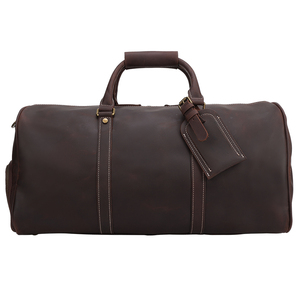 Tas perjalanan kulit asli pria olahraga Gym wol dengan penutup ritsleting untuk akhir pekan tas perjalanan kulit asli - Product Image 6
