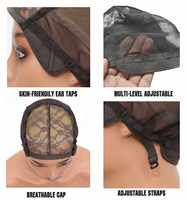 Perruque de haute qualité avec bonnet élastique à dentelle frontale 4*4 13*4, sangle réglable, style classique étroit/large, en matériau composite noir/marron